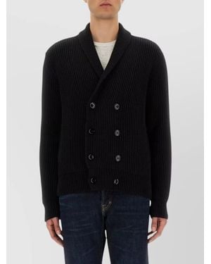 Tom Ford Wool Silk Double-Breasted Cardigan - Black