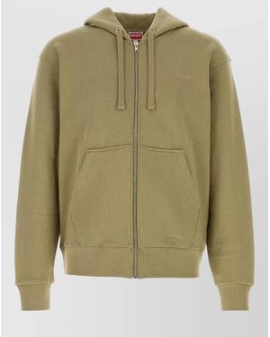 KENZO Cotton Hooded Sweatshirt Kangaroo Pocket Design - Green