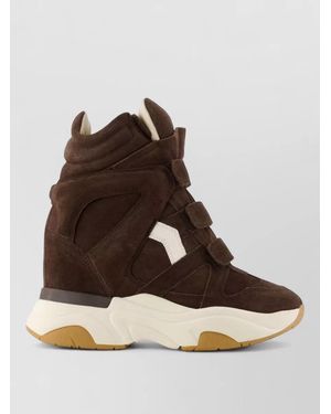 Isabel Marant Balskee High Top Leather Suede Trainers - Brown