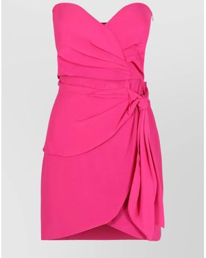 FEDERICA TOSI Silk Off-The-Shoulder Knotted Mini Dress - Pink