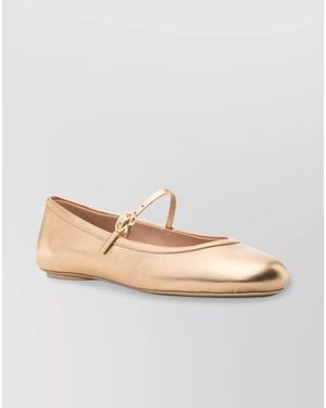 Gianvito Rossi Nappa Leather Ballerina Flats - Natural