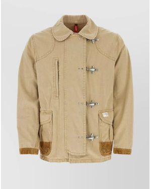 Fay Jacket With Contrast Detailing And Front Pocket - Natural