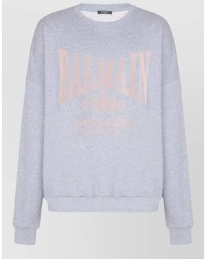 Balmain Crew Neck Long Sleeve Nylon Silk Jumper - White