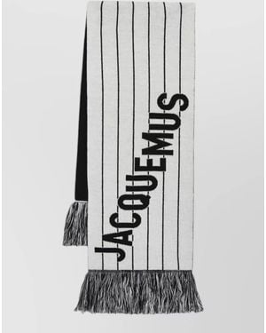 Jacquemus Liga Merino Wool Striped Fringe Scarf - White