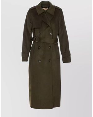 Michael Kors Double-Breasted Long Coat Belted - Green