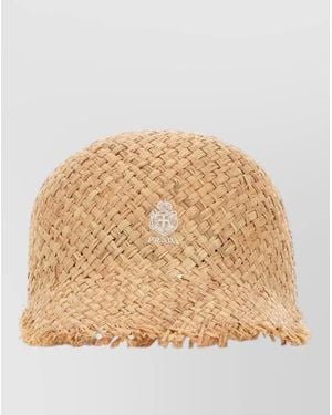 Prada Raffia Cap Baseball Style Adjustable Strap - Natural