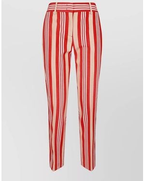 Ermanno Scervino Regular Trousers Belt Loops Striped Pattern Pockets - Red