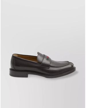 Gucci Leather Loafer Web Detail - Brown