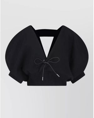 Sacai Knit Top Bow Detail V Neckline - Blue
