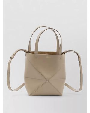 Loewe Puzzle Fold Mini Tote Bag Shoulder Strap - Natural