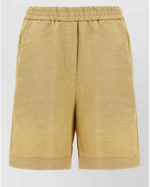 Nude Linen Bermuda Shorts - Natural