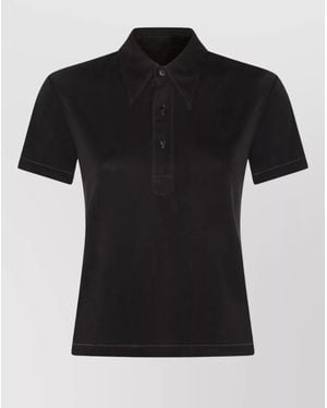Maison Margiela Polo Shirt Short Sleeves Stitch Detailing - Black