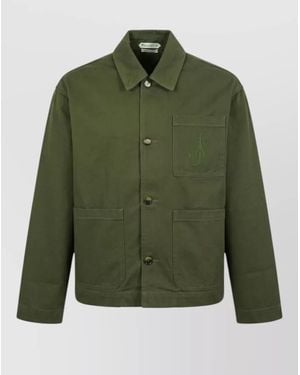 JW Anderson Long Sleeve Nylon Silk Coat Patch Pockets - Green