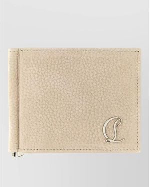 Christian Louboutin Mooncrest Signature Wallet Textured Finish - Natural