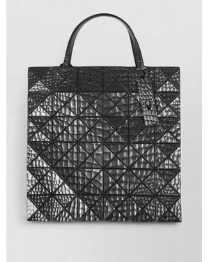 Issey Miyake Tote Bag Quilted Design Textured Surface Handles - Black
