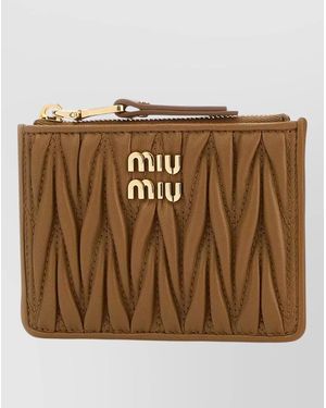 Miu Miu Leather Card Holder - Brown