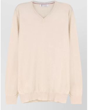 Brunello Cucinelli Cashmere Jumper Regular Fit Long Sleeves - Natural