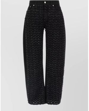 Stella McCartney Denim Mid-Rise Wide-Leg Straight-Leg Trousers - Black