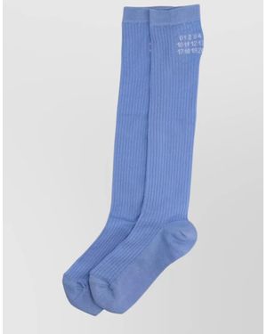 MM6 by Maison Margiela Knee High Logo Socks Ribbed Texture - Blue
