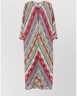 Missoni Long Kaftan Striped Lurex Detailing - White