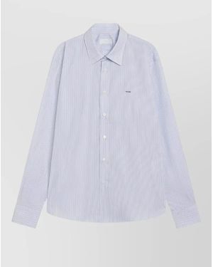 Prada Striped Shirt Long Sleeves Point Collar - White