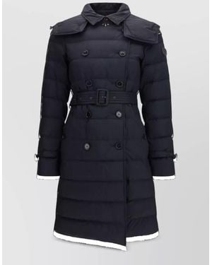 Burberry Mid-Length Nylon Down Double-Breasted Coat - Blue