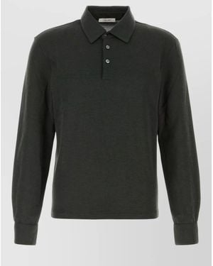 The Row Knit Reyes Polo Shirt Long Sleeves - Black