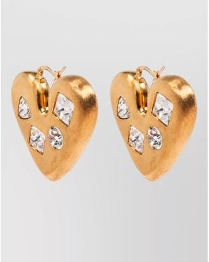 Jacquemus Crystal Embellished Heart Drop Earrings - Metallic