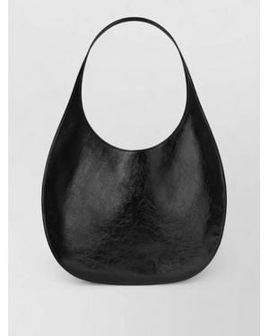Courreges Curved Shape Shoulder Bag Smooth Finish - Black