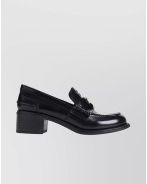 Miu Miu Block Heel Penny Loafers - Black