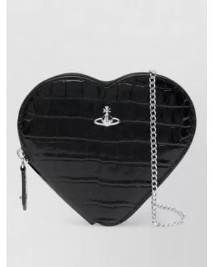 Vivienne Westwood New Heart Leather Crossbody Bag - Black