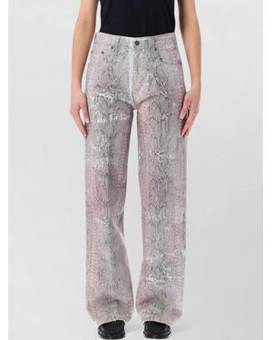 Haikure Snake-Print Denim Mid-Rise Wide-Leg Trousers - Multicolour