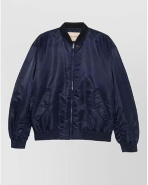 Valentino Vgold Satin Nylon Bomber Jacket - Blue