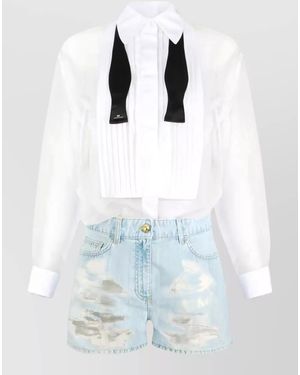 Elisabetta Franchi Cotton Regular-Fit Knee-Length Shorts - Blue