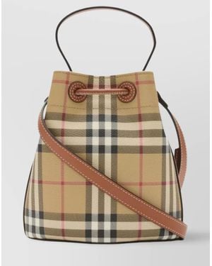 ショルダーバッグ・ポシェット Burberry Embroidered Canvas Bucket Bag NEW Burberry Small Lola Needle Punch Check Canvas Bucket Bag