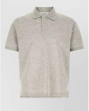 Saint Laurent Cassandre Signature Polo Shirt Short Sleeves - White