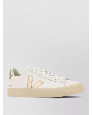 Veja Leather Campo Trainers Metallic Accents Rubber Sole - Natural
