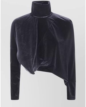 Junya Watanabe Asymmetric Turtleneck Knitted Top - Blue