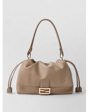 Fendi Baguette Soft Large Clutch Shoulder Bag - Natural