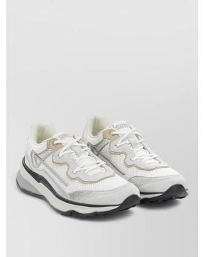 Herno Lace Up Sneakers Mesh Panels Rubber Sole - White
