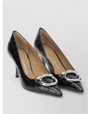 Ferragamo Leather Maxi Gancini 70Mm Pumps - Multicolor