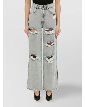 The Mannei Denim Wide-Leg Trousers - Grey