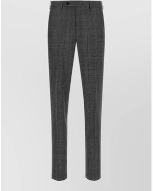 ZEGNA Checked Wool Straight-Leg Tailored Trousers - Grey