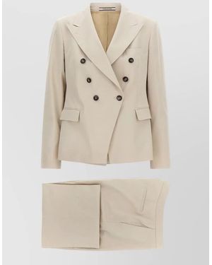 Tagliatore Alicya Tailored Set Notched Lapels Pants - Natural
