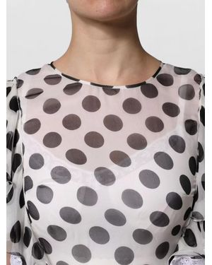 Dolce & Gabbana Polka Dot Silk Blend A Line Dress - Grey