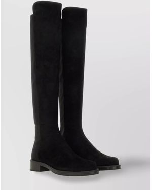 Stuart Weitzman Tall Suede Block Heel Boots - Black
