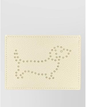 Thom Browne Calfskin Leather Hector Card Holder - Natural