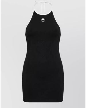 Marine Serre Moon Dress Halter Neckline Tie Back - Black