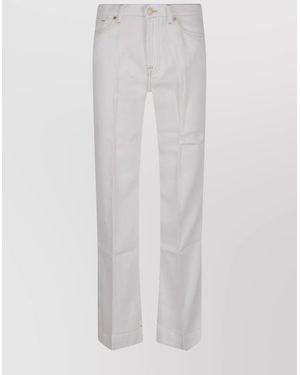 7 For All Mankind Lyocell Straight-Leg Trousers - White