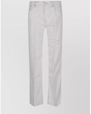 7 For All Mankind Lyocell Straight-Leg Trousers - White